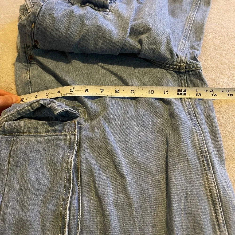 Old Navy Jeans Womens 10 Blue Baggy Wide Leg Cargo Drapey Denim High Rise 33x29
